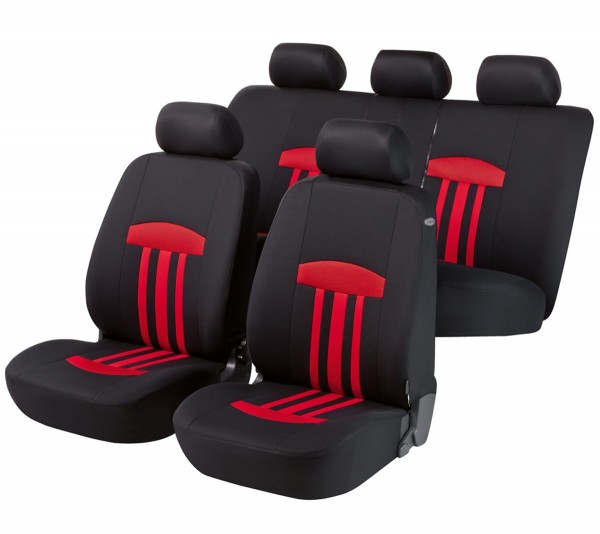 Lancia A112, Housse siège auto, kit complet, noir, rouge