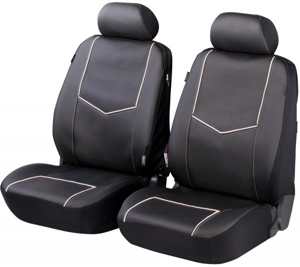 Peugeot 306, Housse siège auto, sièges avant, noir, similicuir