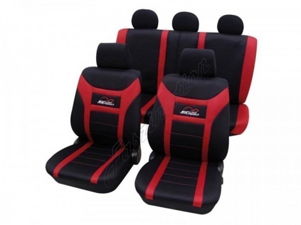 Housses pour sièges de voitures auto, Kit complet, Alfa Romeo Alfetta, noir rouge