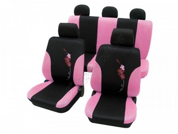 Housses pour sièges de voitures auto, Kit complet, Alfa Romeo 155, noir rose