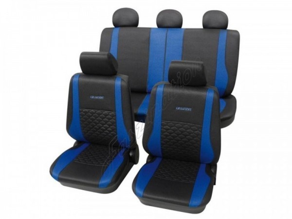 Housses pour sièges de voitures auto, Aspect cuir, Kit complet Chevrolet/Daewoo Captiva, Nexia, anthracite noir bleu