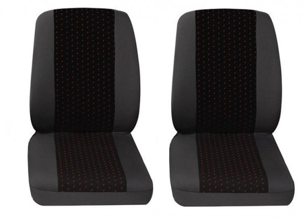Van Housses pour sièges de voitures, 2 x monoplace, Volkswagen T5, Couleurs: gris/rouge