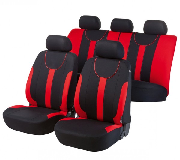 Fiat Doblo, Housse siège auto, kit complet, rouge, noir