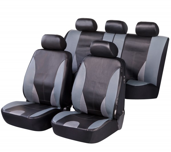 Seat Altea, Housse siège auto, kit complet, noir, gris , similicuir