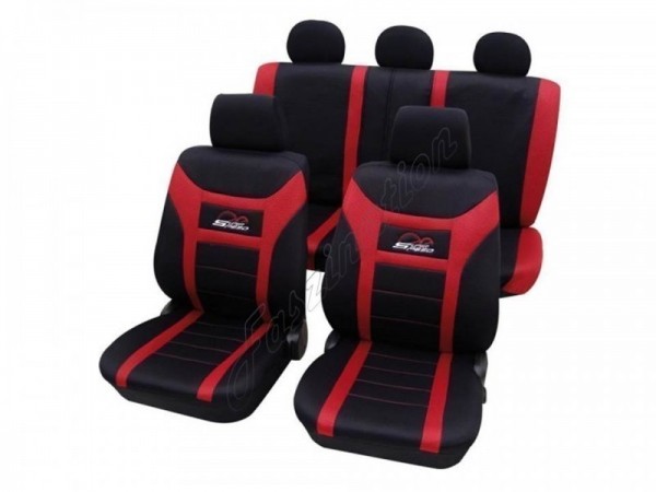 Housses pour sièges de voitures auto, Kit complet, Alfa Romeo 156, noir rouge