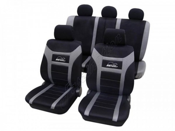 Housses pour sièges de voitures auto, Kit complet, Alfa Romeo 156, noir gris