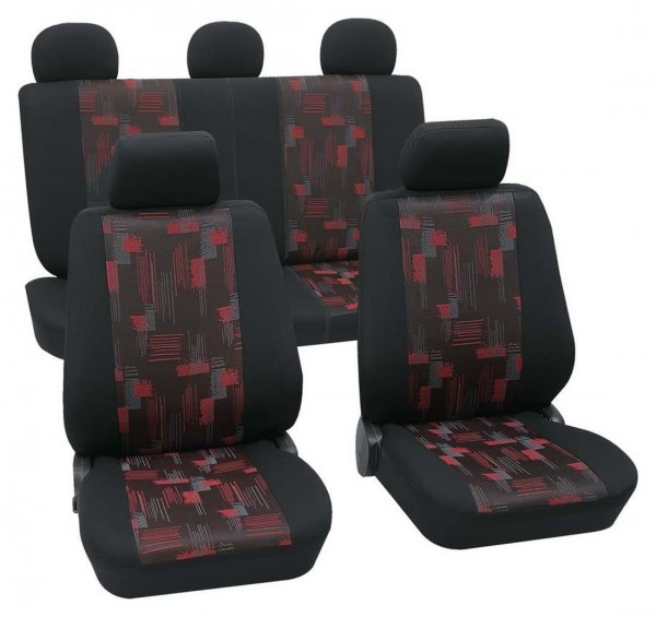 Mitsubishi Pajero, Housse siège auto, kit complet, noir, rouge