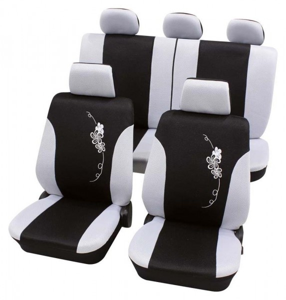 Seat Altea, Housse siège auto, kit complet, noir, blanc