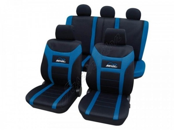Housses pour sièges de voitures auto, Kit complet, Alfa Romeo 75, noir bleu