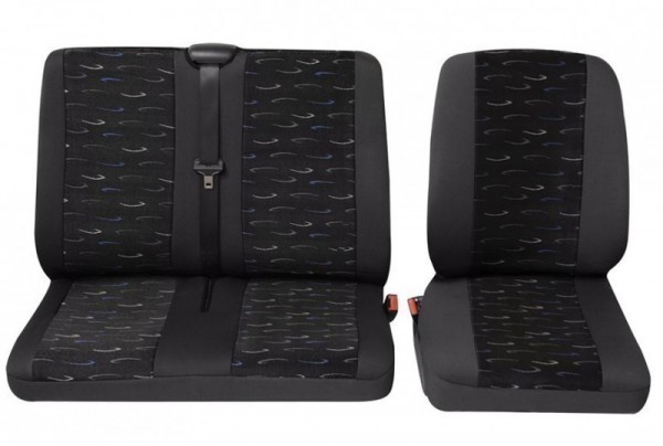 Transporter Autositzbezug, Sitzbezug, 1 x monoplace 1 x Double siège, Renault Trafic, Couleurs: gris/bleu