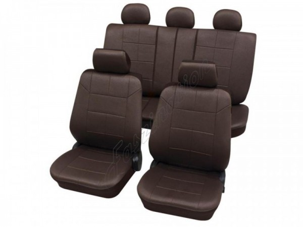 Housses pour sièges de voitures auto, Aspect cuir, Kit complet, Alfa Romeo 164, brun