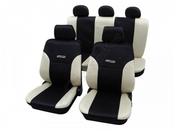 Housses pour sièges de voitures auto, Aspect cuir, Kit complet, Alfa Romeo 164, beige noir