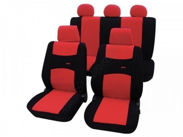 Housses pour sièges de voitures auto, Kit complet, Peugeot 309, rouge noir