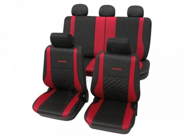 Housses pour sièges de voitures auto, Aspect cuir, Kit complet Chevrolet/Daewoo Captiva, Nexia, anthracite noir rouge