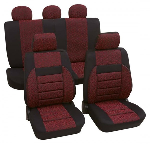 Lancia Y, Housse siège auto, kit complet, noir, rouge
