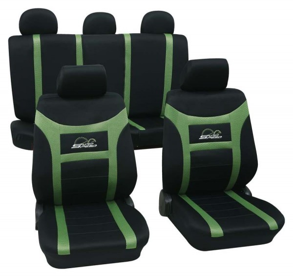 Skoda Roomster, Housse siège auto, kit complet, noir, vert