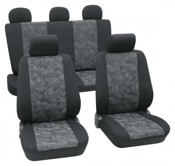 Seat Ibiza, Housse siège auto, kit complet, noir, gris