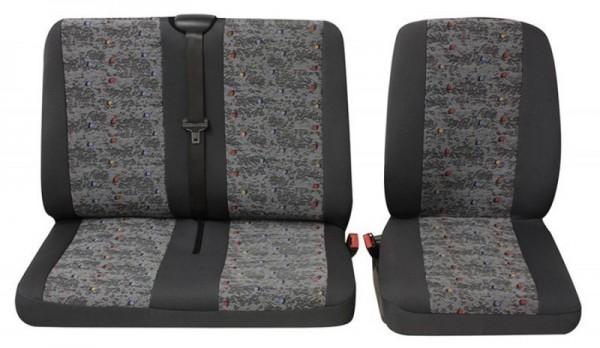 Transporter Autositzbezug, Sitzbezug, 1 x monoplace 1 x Double siège, Nissan Interstar, Couleurs: gris